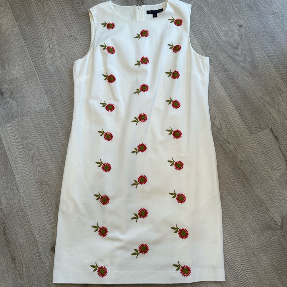 Brooks Brothers Floral Embroidered Shift Dress Size 14 NWT Cotton Lined
